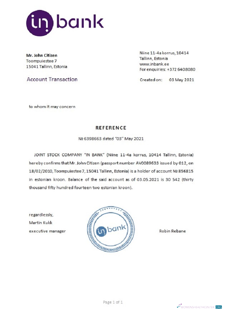 Download Estonia Inbank reference Photoshop template